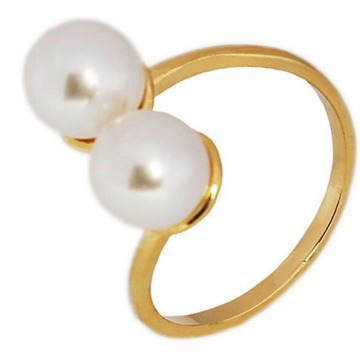 Dubaï New Model Weeding Ring Double Pearl Design Gold Rings For Girls